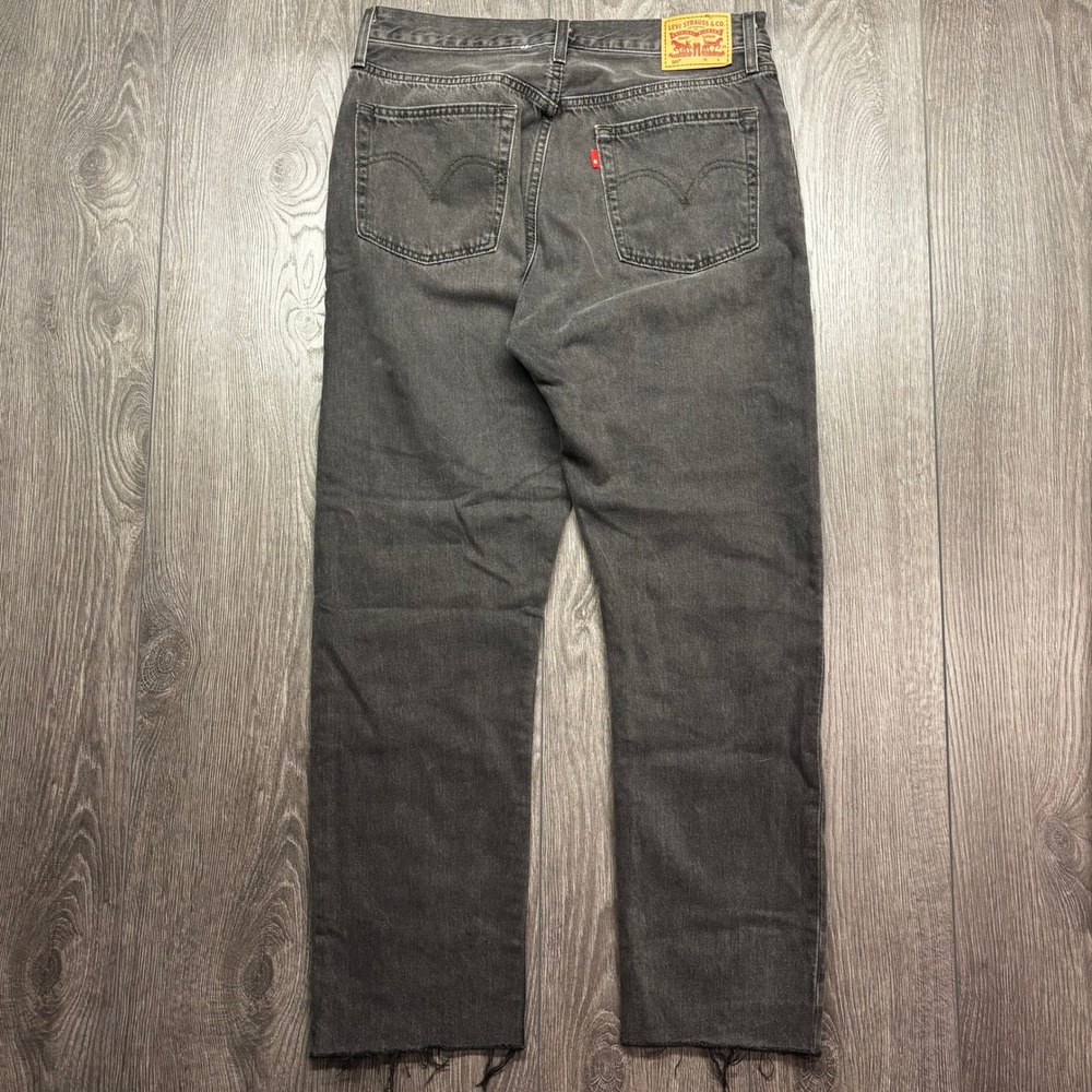Levis 501 Original Fit Faded Black High Rise Straight Leg Raw Hem Jeans 32x28